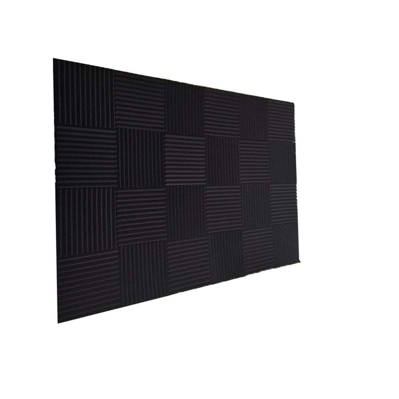Burdurry 24 Pack Acoustic Panels Soundproof Studio Foam for Walls Sound Absorbing Panels Sound Insulation Panels Wedge for Home Studio Ceiling, 1" X 12" X 12" (Black) - Image 1